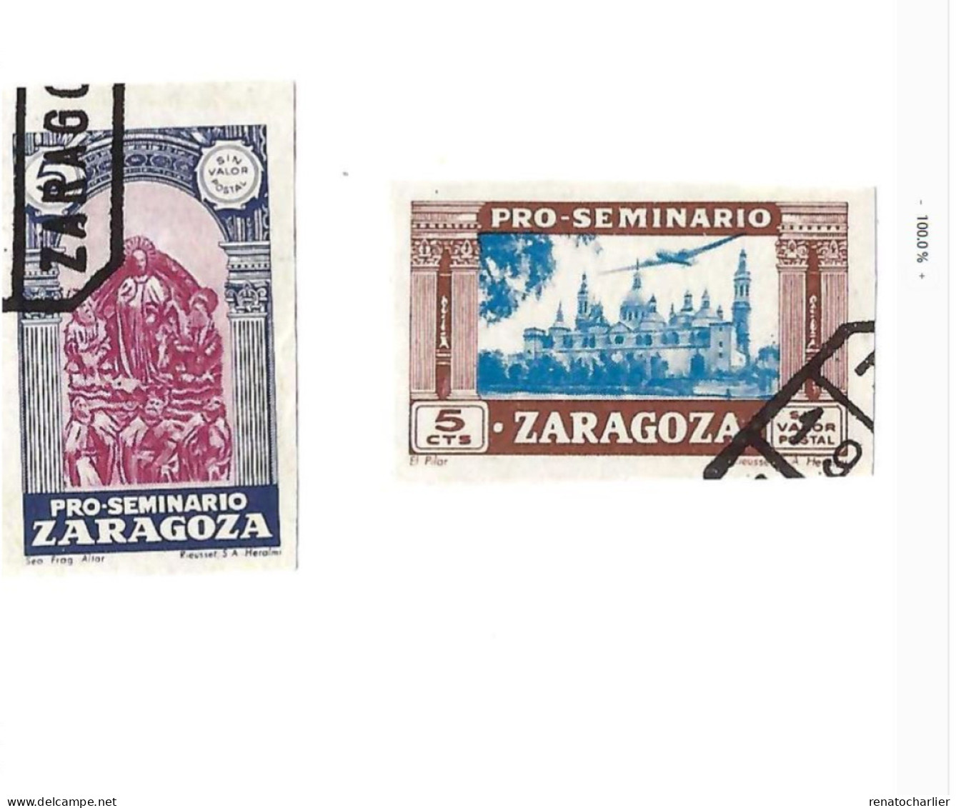 Pro Seminario Zaragoza.1945.5 Centimos.Non Dentelé. - Autres & Non Classés