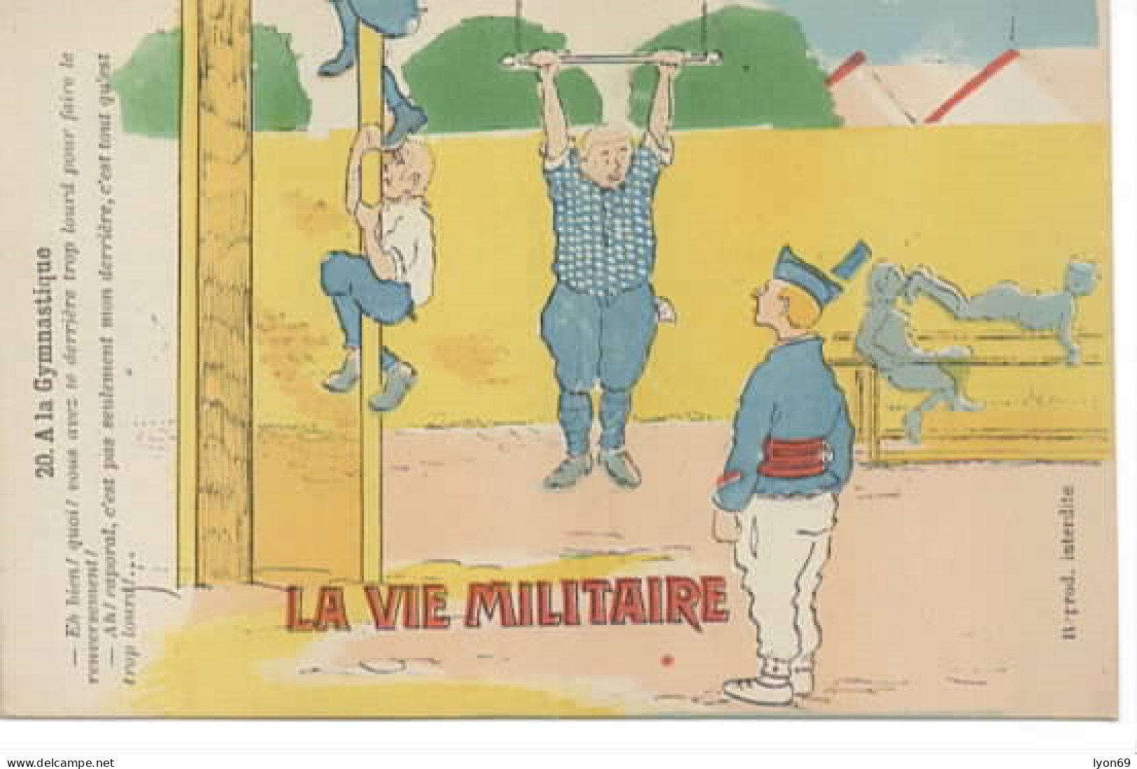 LA VIE MLITAIRE   20 A LA GYMNASTIQUE  DOS VERT - Umoristiche