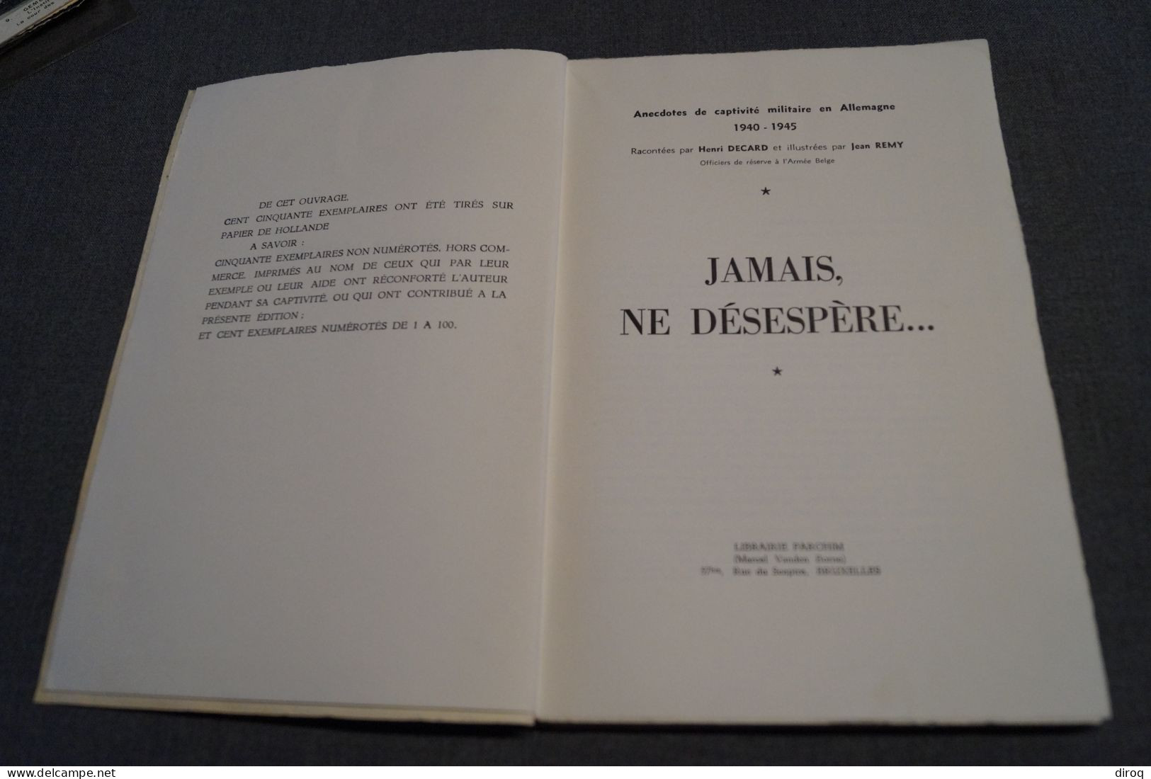 RARE Ouvrage,Jamais Ne Désespère... Henri Decard,dessins De Jean Remy,prisonnier De Guerre 40-45, 94 Pages,27/17 Cm. - Documents Historiques