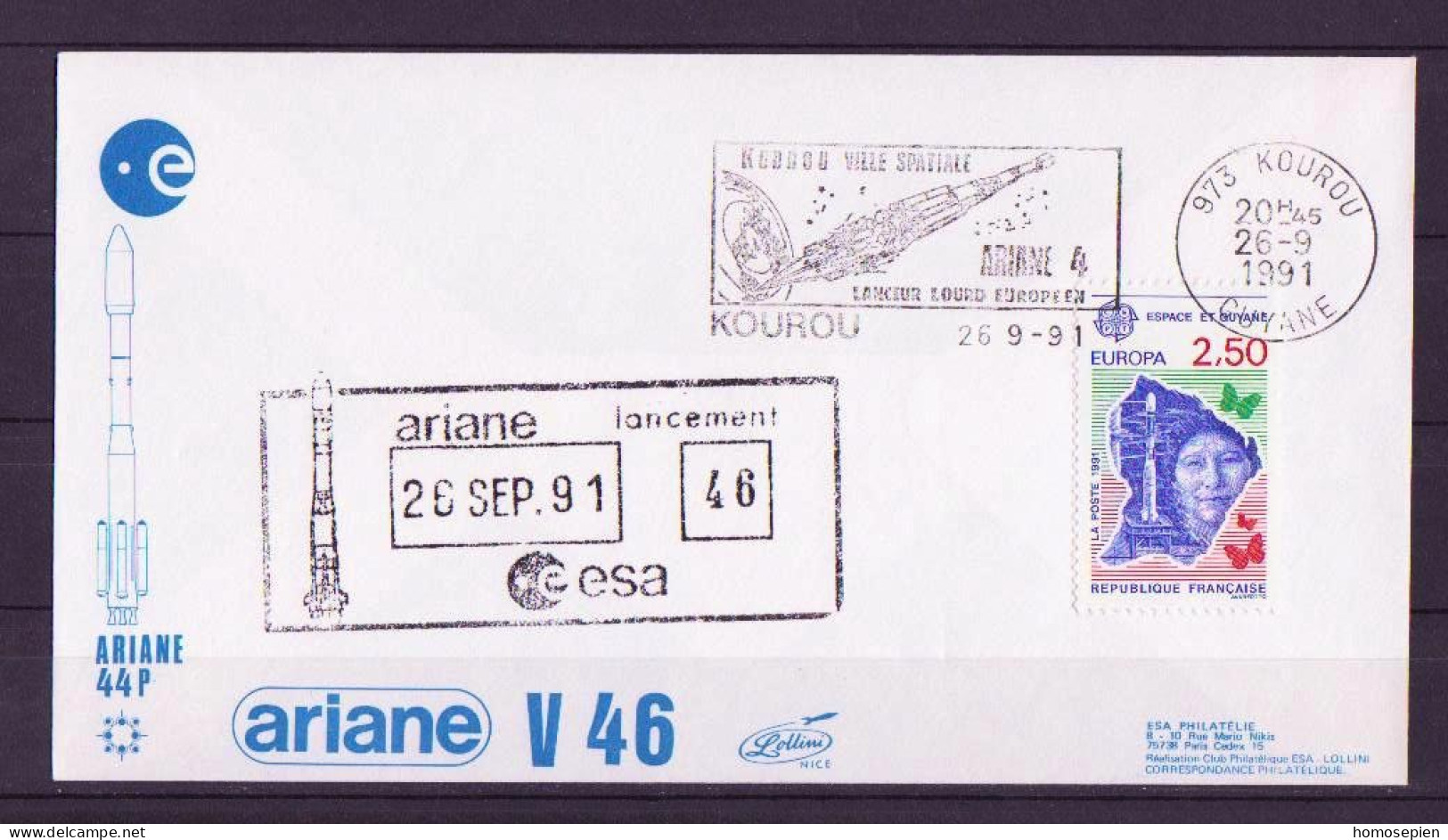 Espace 1991 09 27 - ESA - Ariane V46 - Officielle - Kourou - Europe