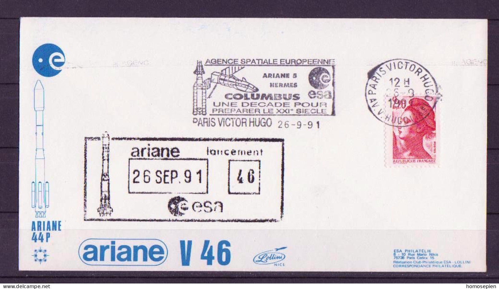 Espace 1991 09 27 - ESA - Ariane V46 - Officielle - Paris - Europa