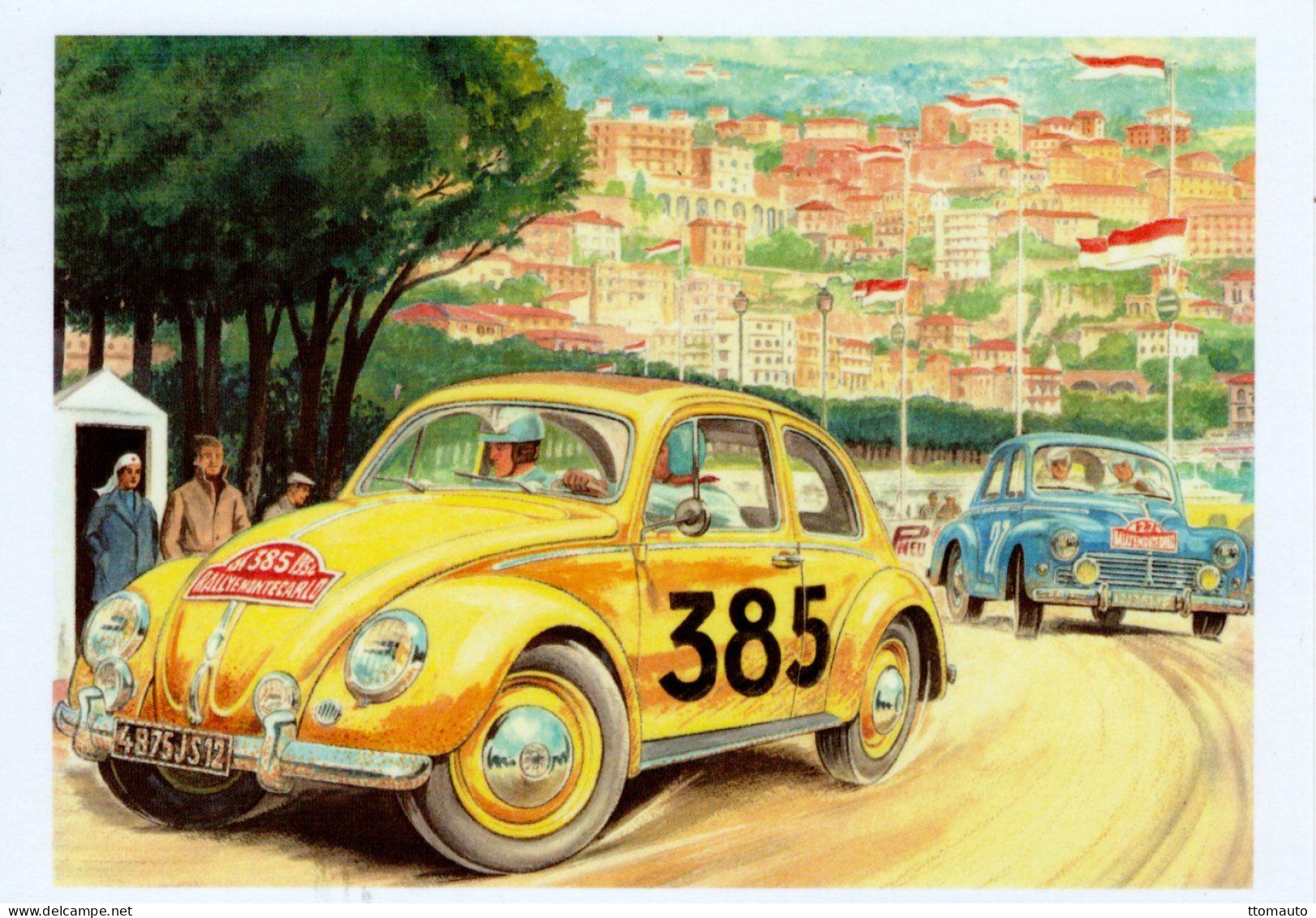 Rallye Monte-Carlo 1954 - Volkswagen Coccinelle - Peugeot 203   -  Art Carte   -  CPM - Rally's