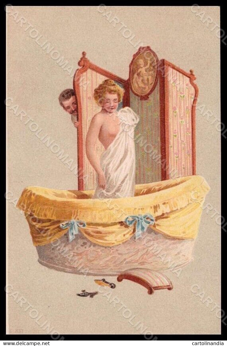 Artist Signed Geiger Lady Romantic Couple Tub Postcard VK8159 - Other & Unclassified