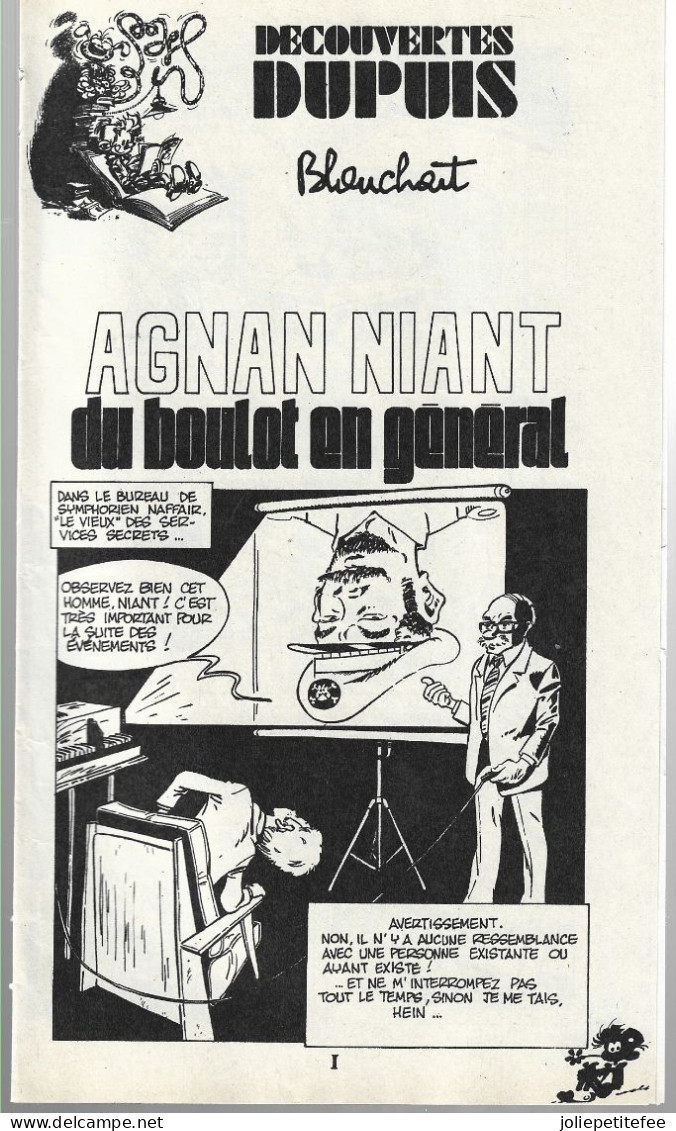 Les Classiques Dupuis.  "AGNANT NIANT DU BOULOT EN GENERAL".    BLANCHART .  N°1996   15/7/1976. - Spirou Magazine