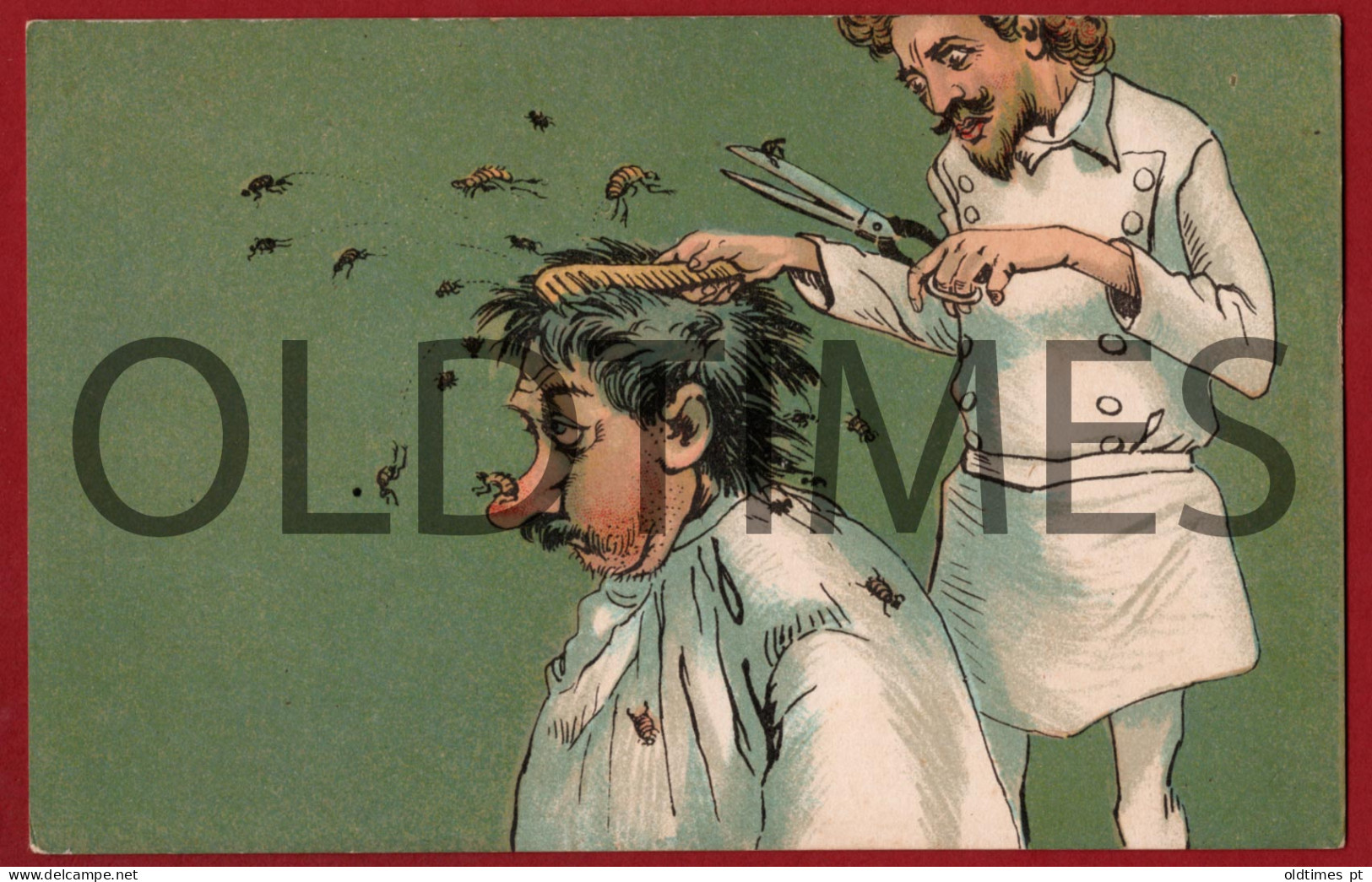 BARBEIRO - BARBER - COIFFEUR - COMIC - ILUSTRAÇÃO - ILLUSTRATION - POSTCARD 1913  - Lisboa