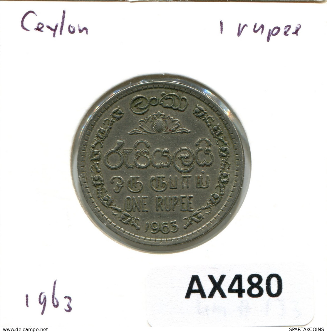 1 RUPEE 1963 SRI LANKA Ceylon Coin #AX480.U.A - Andere - Azië