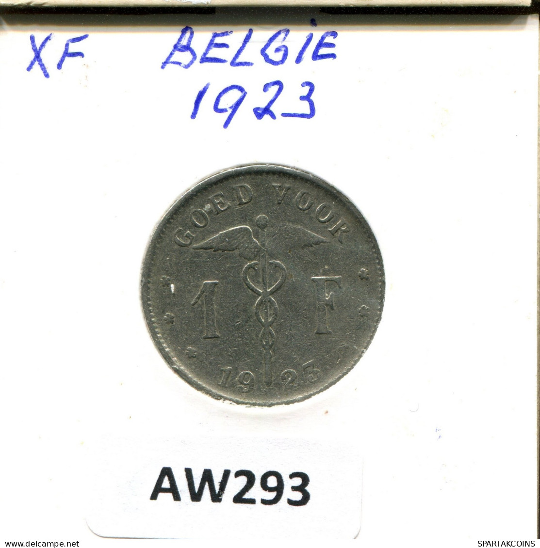 1 FRANC 1923 DUTCH Text BELGIQUE BELGIUM Pièce #AW293.F.A - 1 Franco