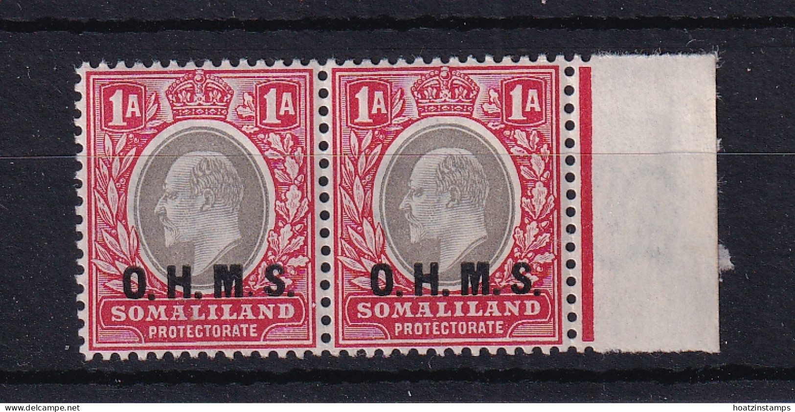 Somaliland Protectorate: 1904/05   Official - Edward 'O.H.M.S.' OVPT    SG O11    1a   MNH Pair  - Somaliland (Protectorate ...-1959)