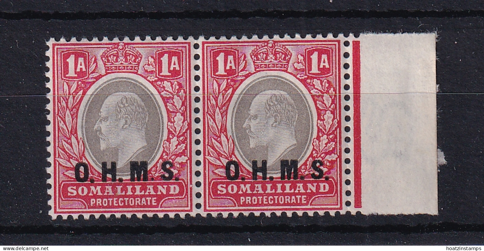 Somaliland Protectorate: 1904/05   Official - Edward 'O.H.M.S.' OVPT    SG O11    1a   MNH Pair  - Somaliland (Protettorato ...-1959)