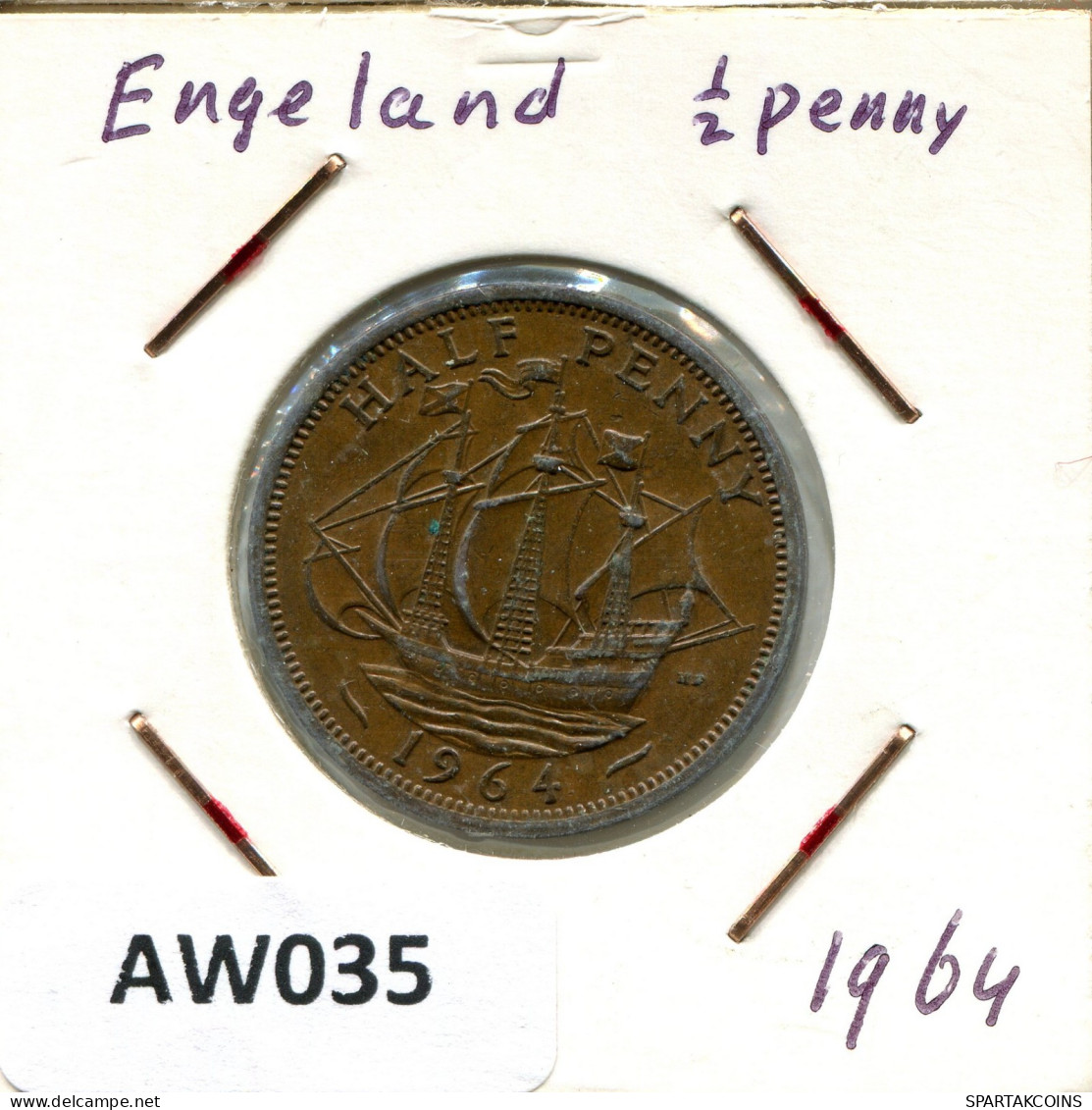 HALF PENNY 1964 UK GROßBRITANNIEN GREAT BRITAIN Münze #AW035.D.A - C. 1/2 Penny