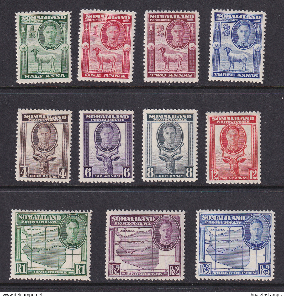 Somaliland Protectorate: 1942   KGVI (full Face) To R3    SG105-115       MH - Somaliland (Herrschaft ...-1959)