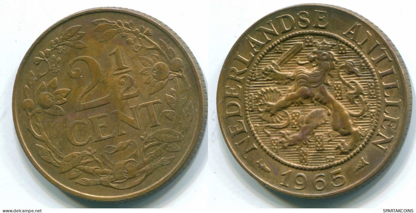 2 1/2 CENT 1965 CURACAO NÉERLANDAIS NETHERLANDS Bronze Colonial Pièce #S10204.F.A - Curaçao