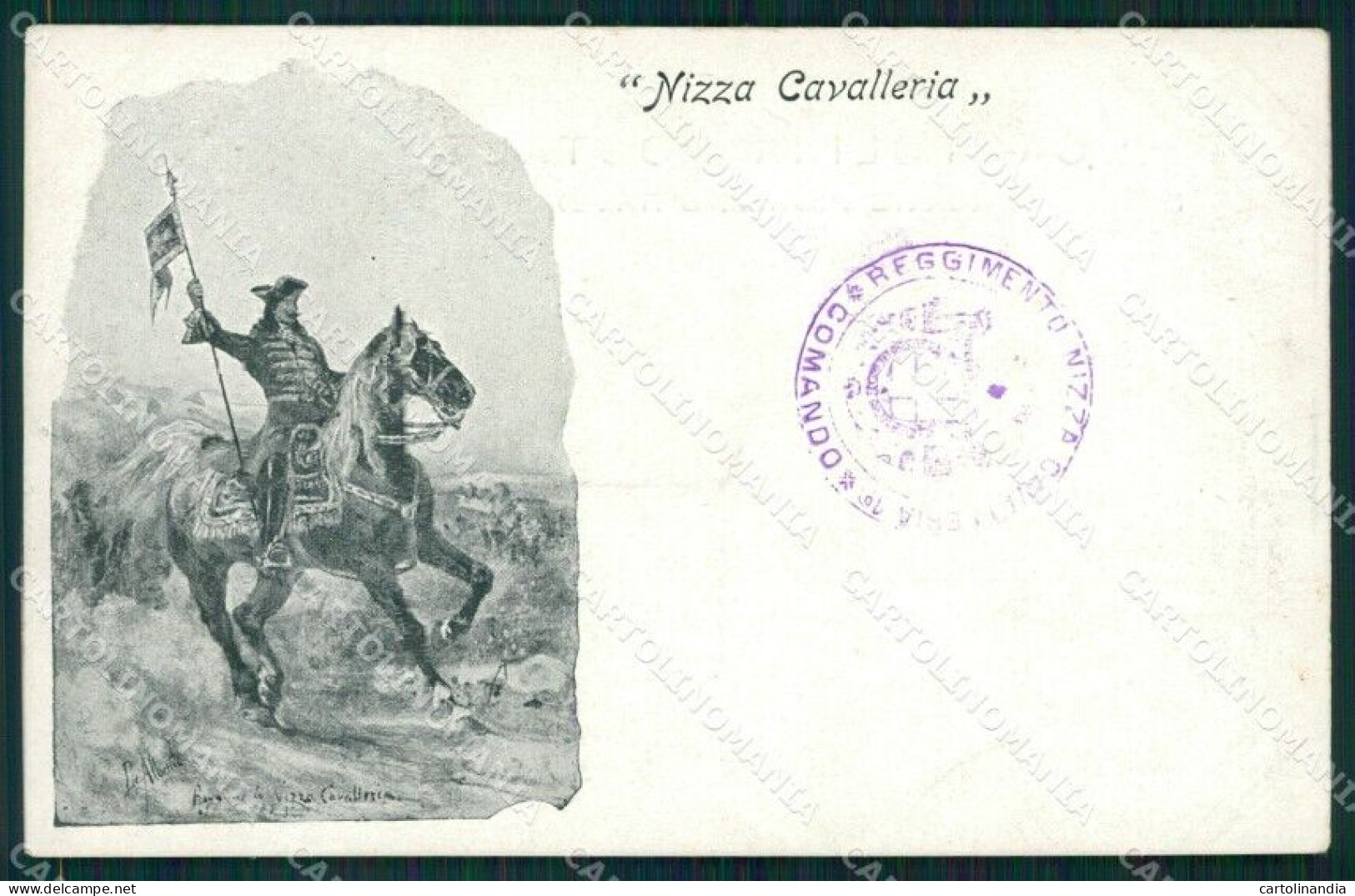 Militari Dragoni Di Piemonte Nizza Cavalleria I Reggimento Cartolina QT7941 - Régiments