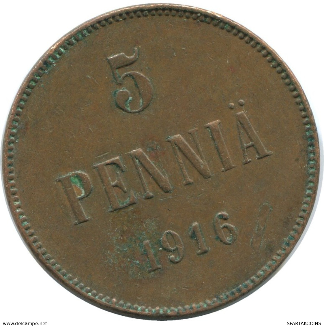 5 PENNIA 1916 FINLAND Coin RUSSIA EMPIRE #AB233.5.U.A - Finland
