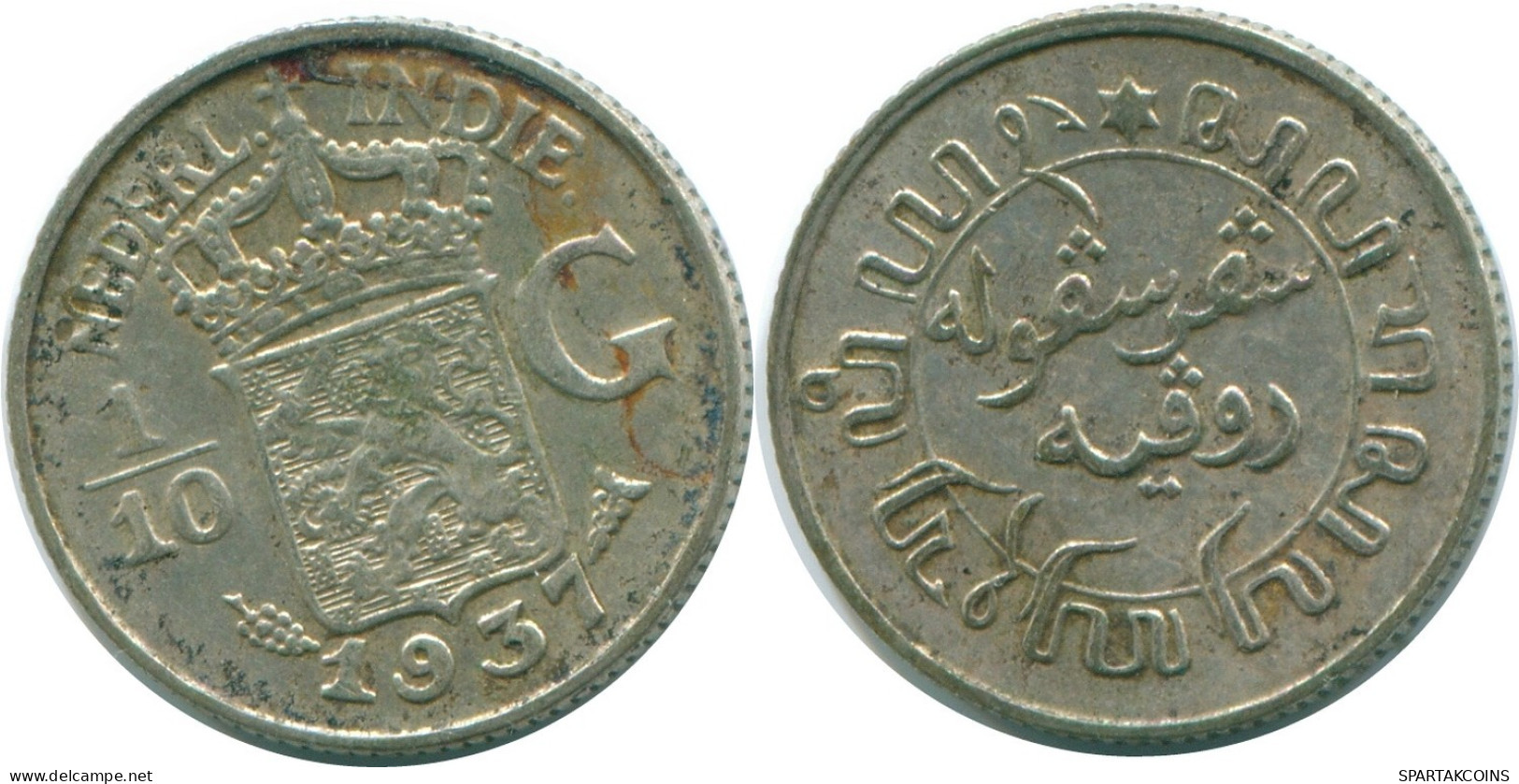 1/10 GULDEN 1937 NIEDERLANDE OSTINDIEN SILBER Koloniale Münze #NL13485.3.D.A - Nederlands-Indië