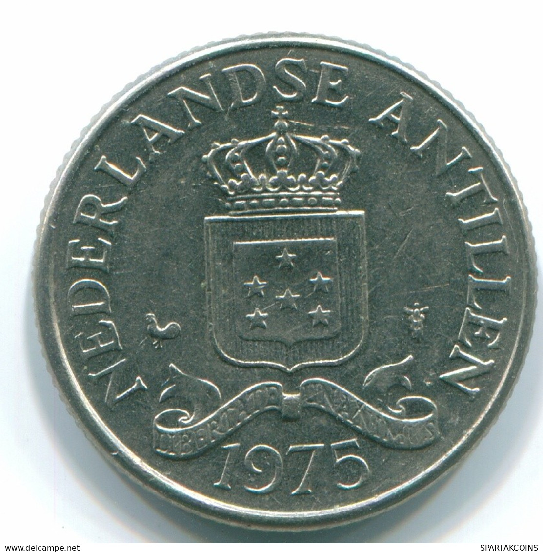 25 CENTS 1975 NETHERLANDS ANTILLES Nickel Colonial Coin #S11617.U.A - Nederlandse Antillen