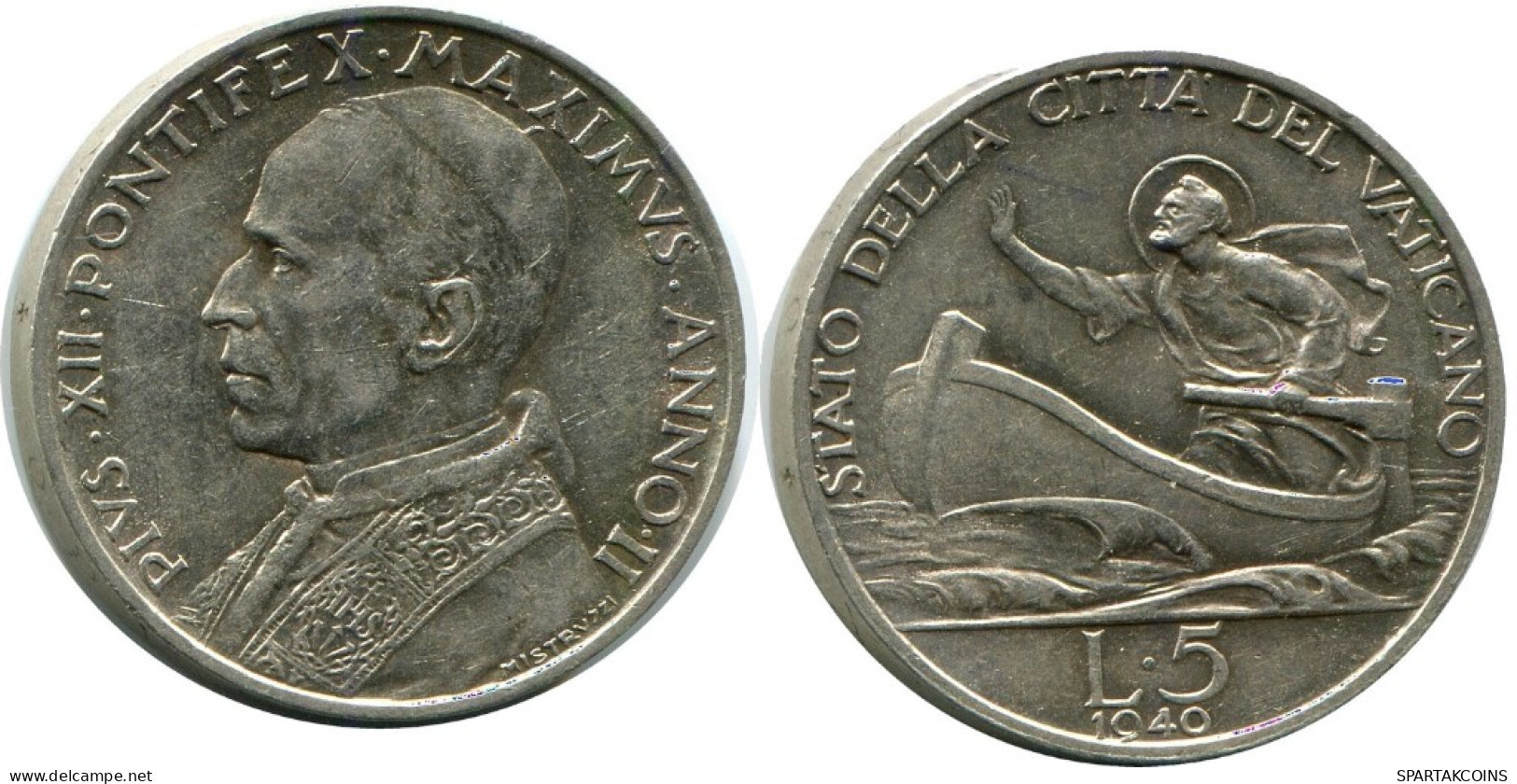 5 LIRE 1940 VATICAN Pièce Pius XII (1939-1958) ARGENT #AH331.16.F.A - Vaticano