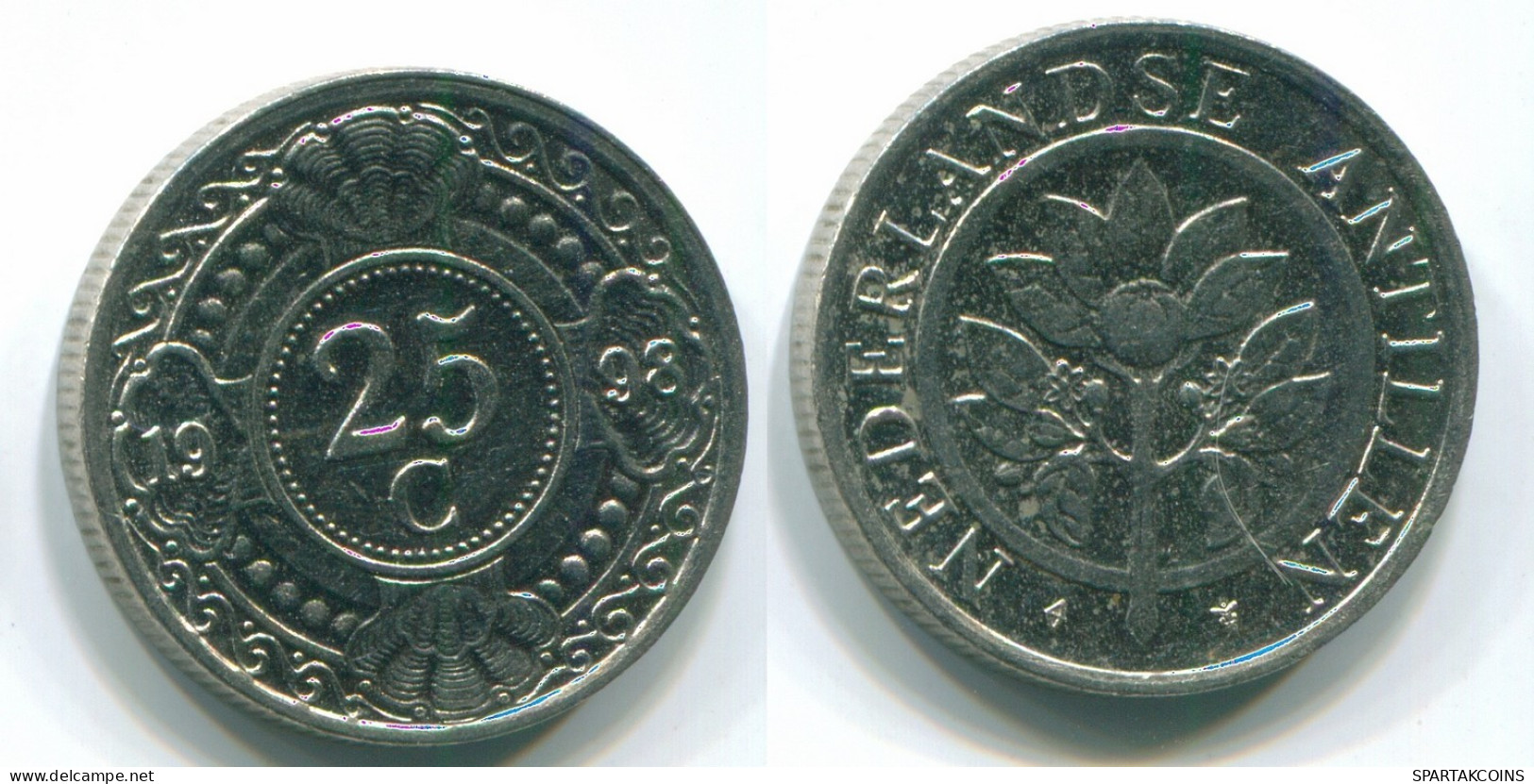 25 CENTS 1998 ANTILLAS NEERLANDESAS Nickel Colonial Moneda #S11298.E.A - Netherlands Antilles