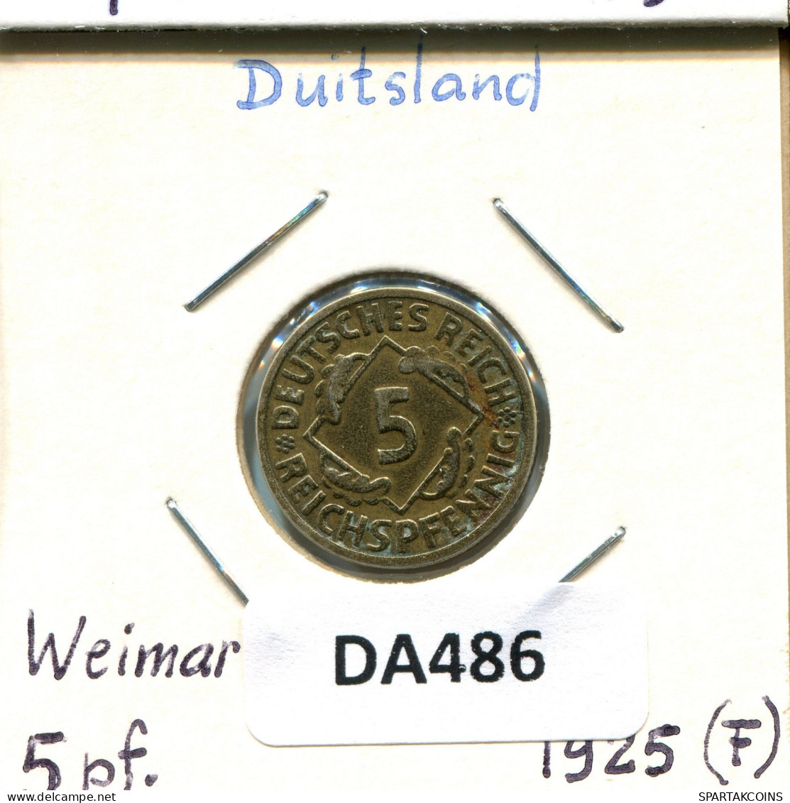 5 REICHSPFENNIG 1925 F ALLEMAGNE Pièce GERMANY #DA486.2.F.A - 5 Renten- & 5 Reichspfennig