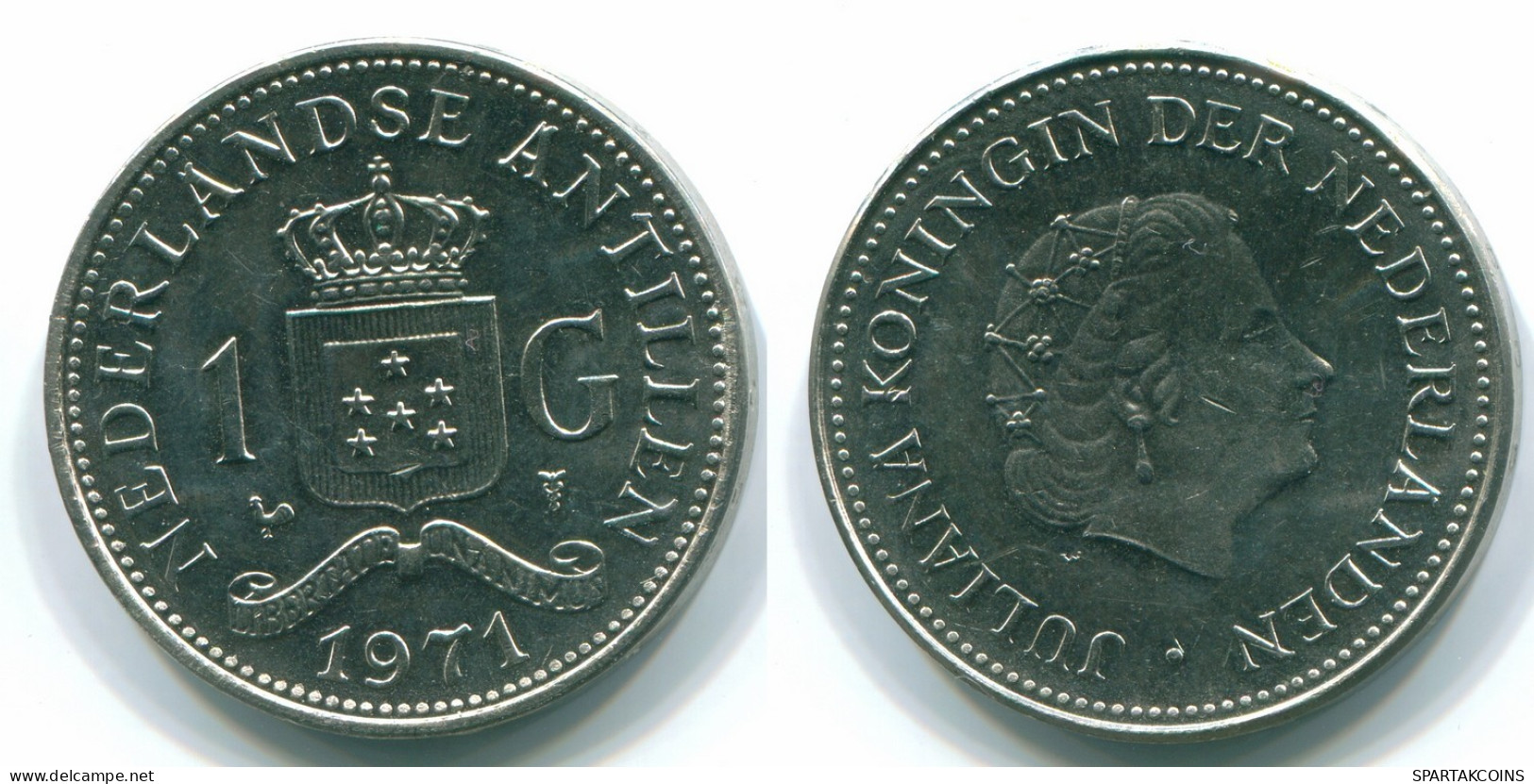 1 GULDEN 1971 NIEDERLÄNDISCHE ANTILLEN Nickel Koloniale Münze #S11930.D.A - Nederlandse Antillen