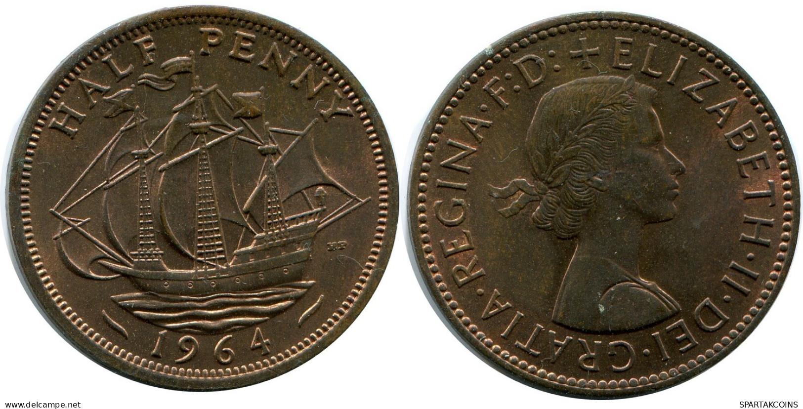 HALF PENNY 1964 UK GRANDE-BRETAGNE GREAT BRITAIN Pièce #AZ694.F.A - C. 1/2 Penny