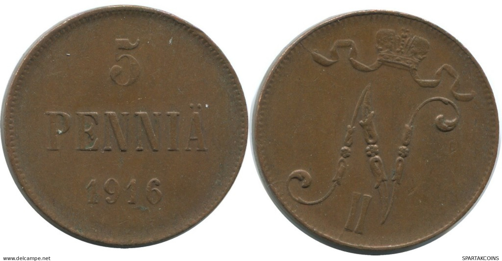 5 PENNIA 1916 FINLAND Coin RUSSIA EMPIRE #AB248.5.U.A - Finlandia