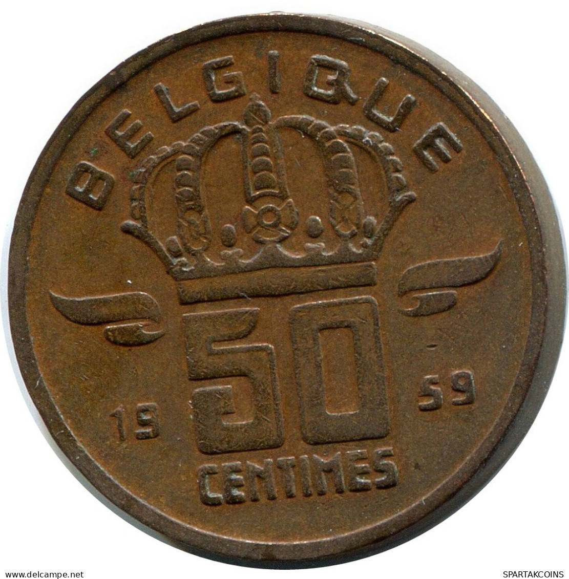 50 CENTIMES 1959 FRENCH Text BELGIQUE BELGIUM Pièce #BA460.F.A - 50 Cent