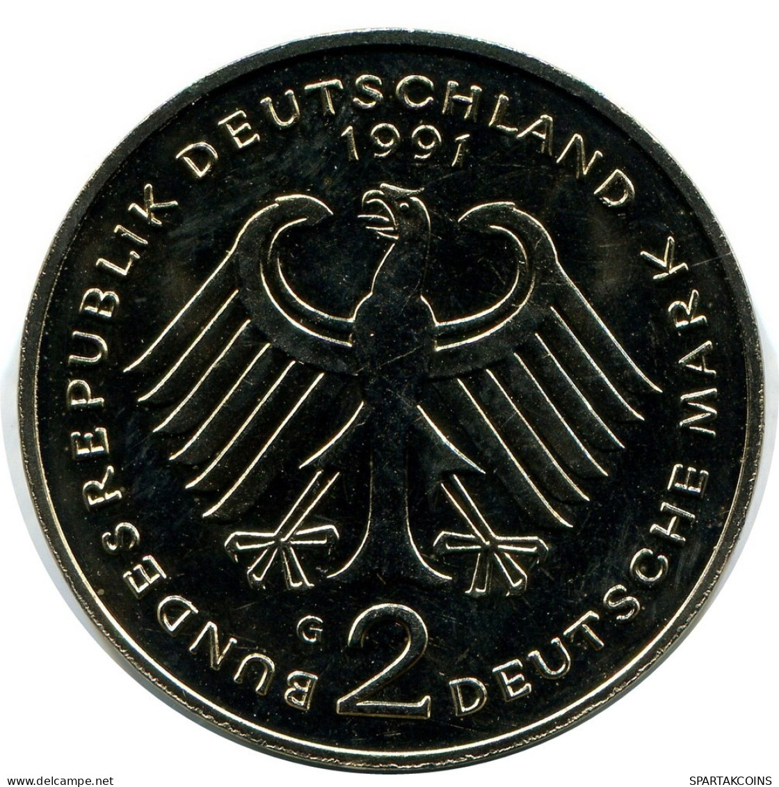 2 DM 1991 G L.ERHARD BRD DEUTSCHLAND Münze GERMANY #AZ437.D.A - 2 Mark