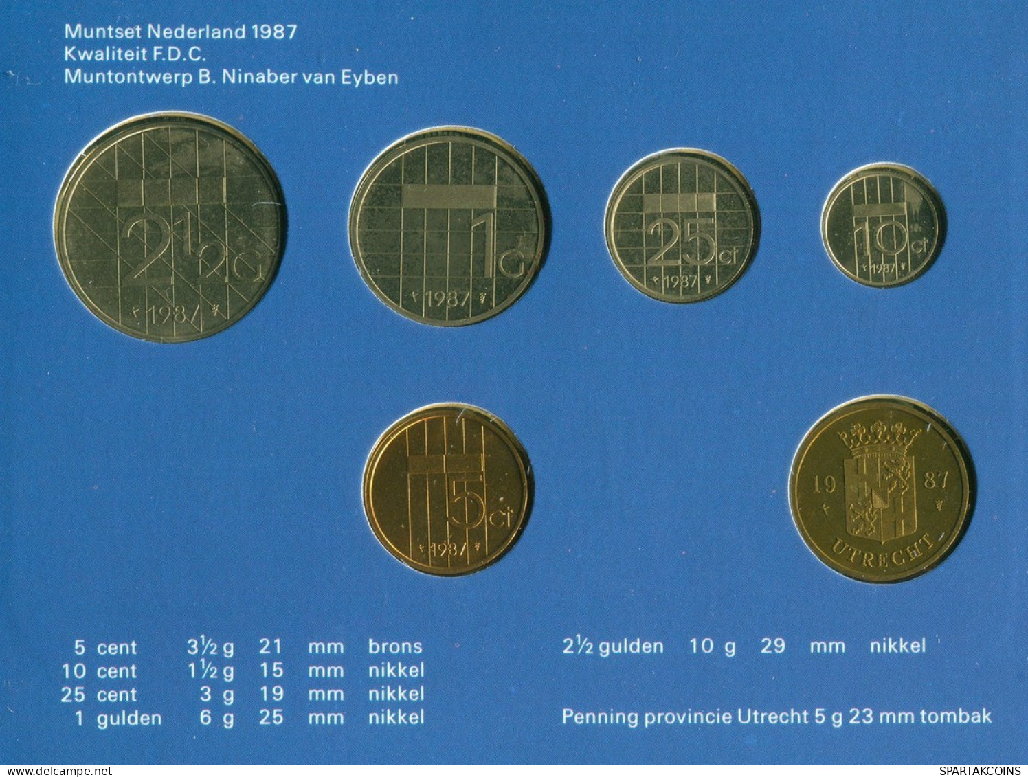 NETHERLANDS 1987 MINT SET 6 Coin + MEDAL #SET1103.7.U.A - Mint Sets & Proof Sets