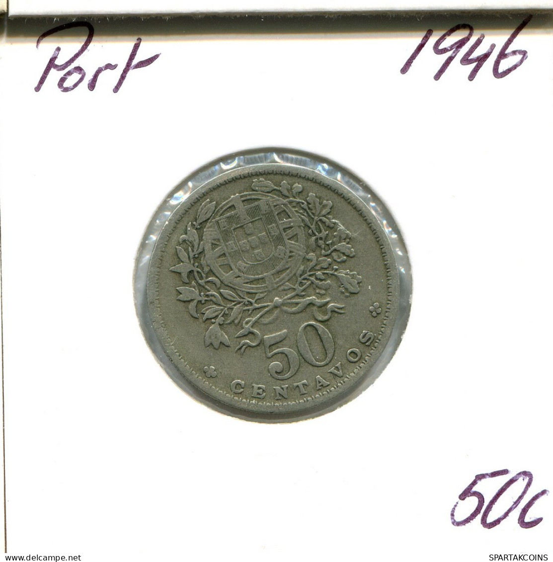 50 CENTAVOS 1946 PORTUGAL Coin #AT294.U.A - Portogallo
