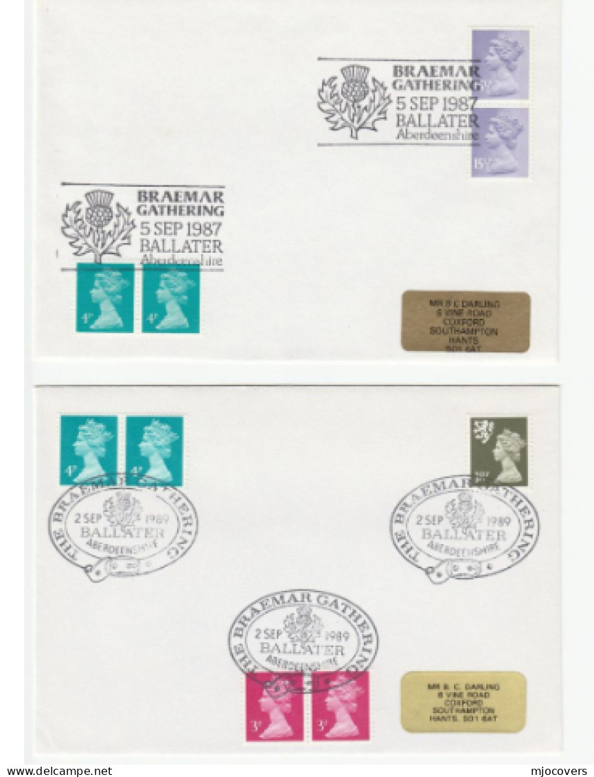 Collection BRAEMAR GATHERING  1985-1989 Highland Games Ballater EVENT COVERS  Sport  Gb Stamps Cover - Briefe U. Dokumente