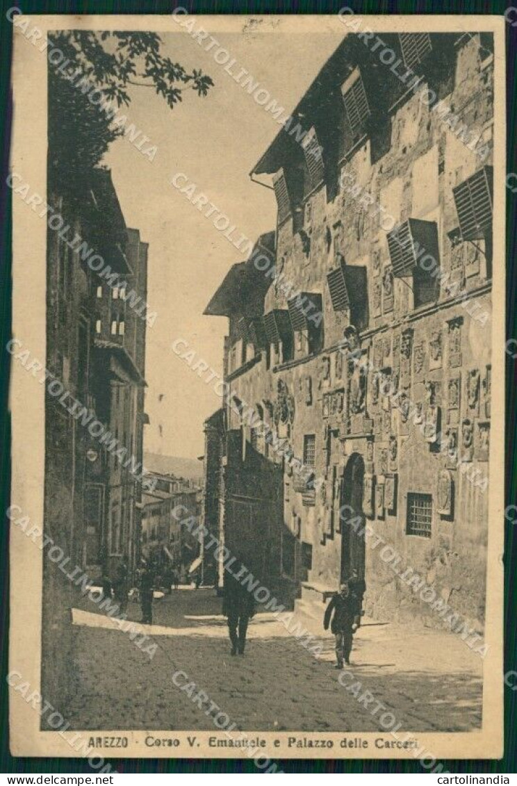 Arezzo Città Corso Vittorio Emanuele Carceri PIEGHINE Cartolina WX1355 - Arezzo