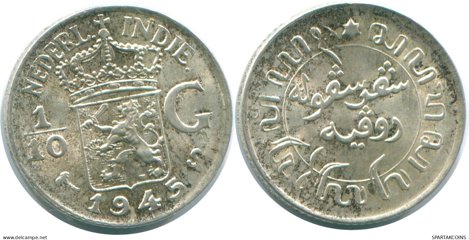 1/10 GULDEN 1945 S NETHERLANDS EAST INDIES SILVER Colonial Coin #NL14138.3.U.A - Indes Néerlandaises