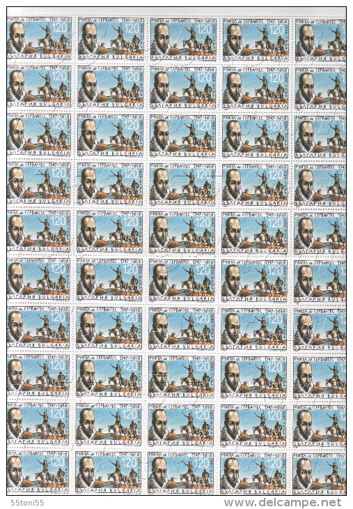 BULGARIA / Bulgarie 1997 Miguel De Cervantes - Don Quixote 1v.-MNH   Sheet (10 X5) - Escritores