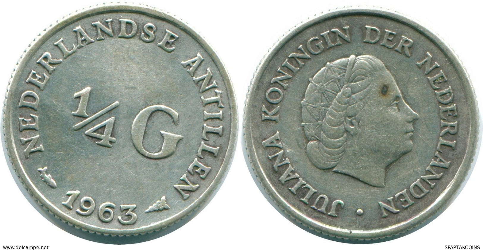 1/4 GULDEN 1963 NETHERLANDS ANTILLES SILVER Colonial Coin #NL11260.4.U.A - Antilles Néerlandaises