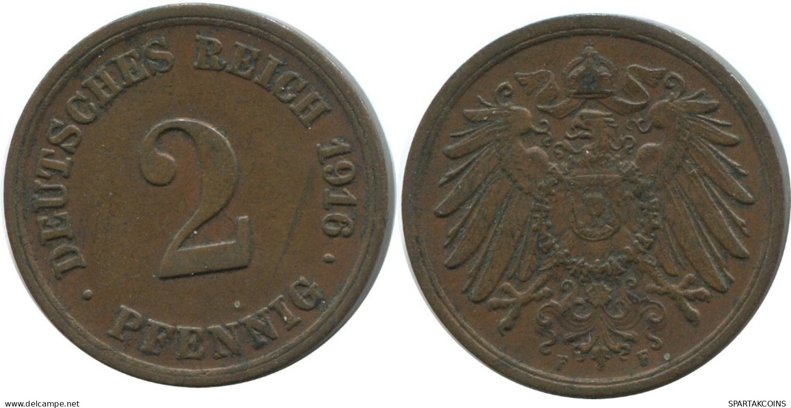 2 PFENNIG 1916 F ALLEMAGNE Pièce GERMANY #AE571.F.A - 2 Pfennig