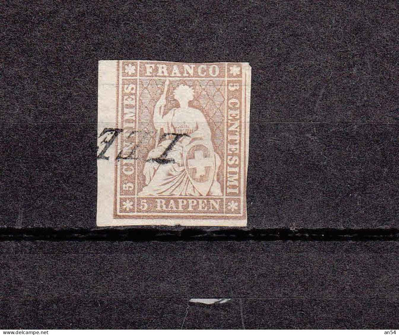 1854/56 N° 22F  OBLITERE      COTE 1400.00 + ATTESTATION       CATALOGUE SBK - Used Stamps