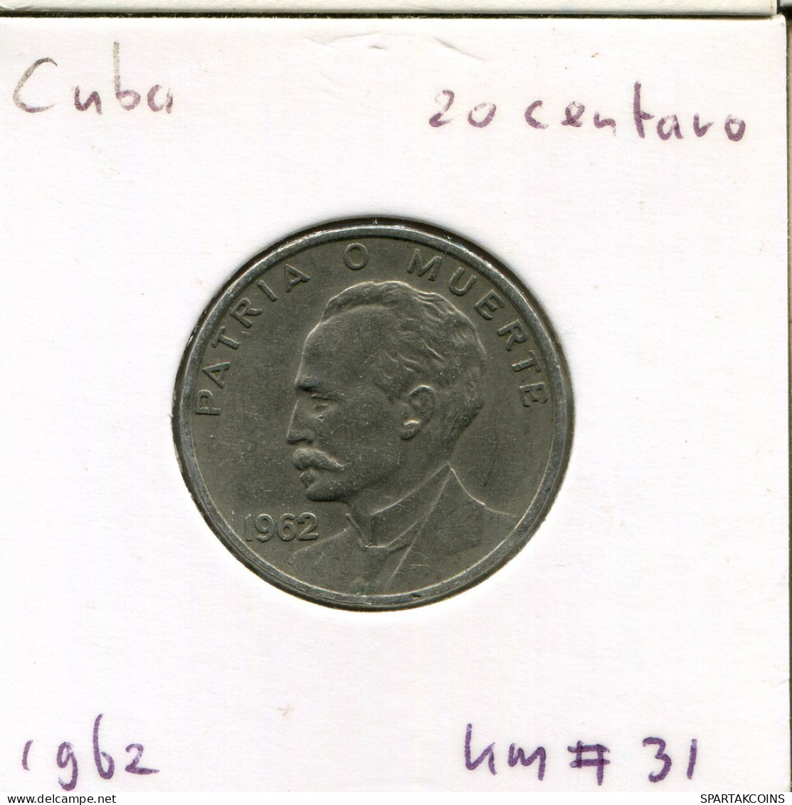 CUBA 20 CENTAVOS 1968 CARIBBEAN Pièce #AR316.F.A - Cuba