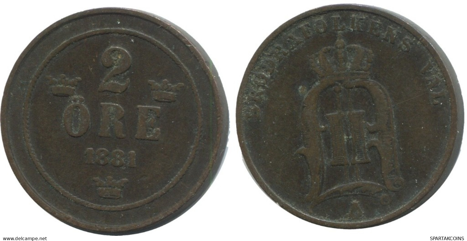 2 ORE 1881 SUECIA SWEDEN Moneda #AC897.2.E.A - Suède