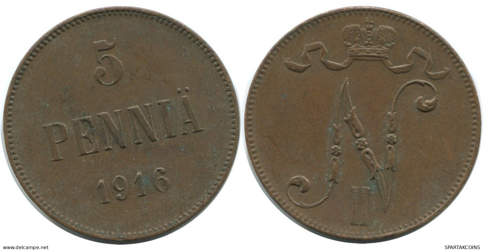 5 PENNIA 1916 FINLAND Coin RUSSIA EMPIRE #AB149.5.U.A - Finlandia