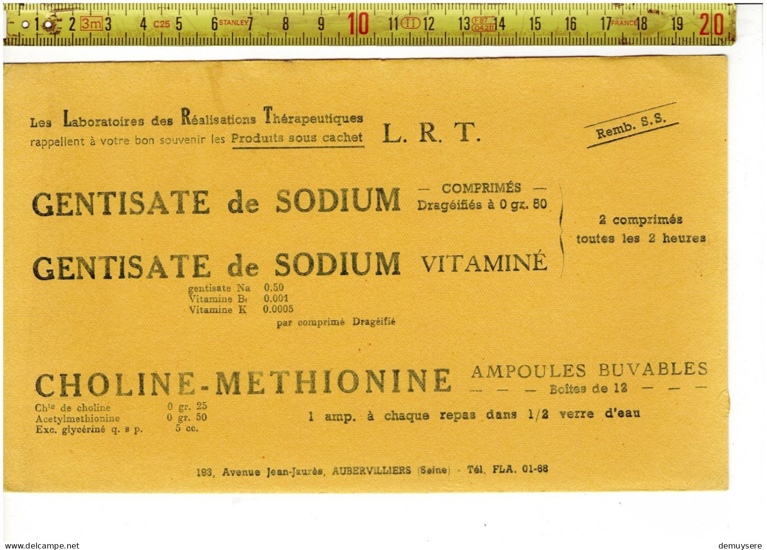 SOLDE 2022 ( BUVARD ?)  GENTISATE DE SODIUM - AUBERVILLIERS - Publicidad