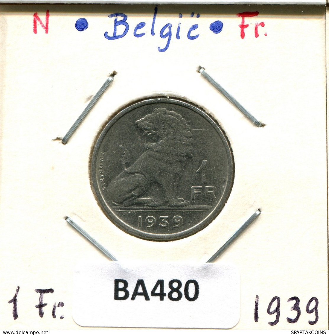 1 FRANC 1939 BELGIE-BELGIQUE BELGIQUE BELGIUM Pièce #BA480.F.A - 1 Frank