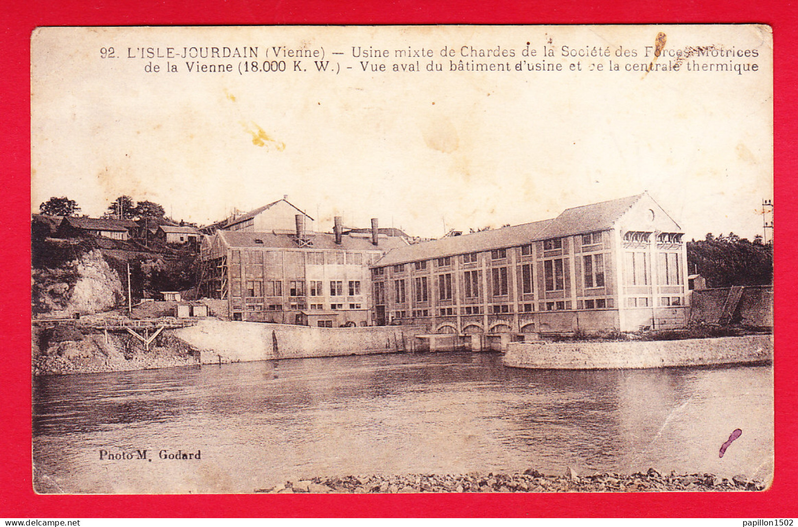 F-86-L'Isle Jourdain-07P56 L'usine Mixte De Chardes, Vue Aval Du Bâtiment D'usine Et De La Centrale Thermique, Cpa - L'Isle Jourdain