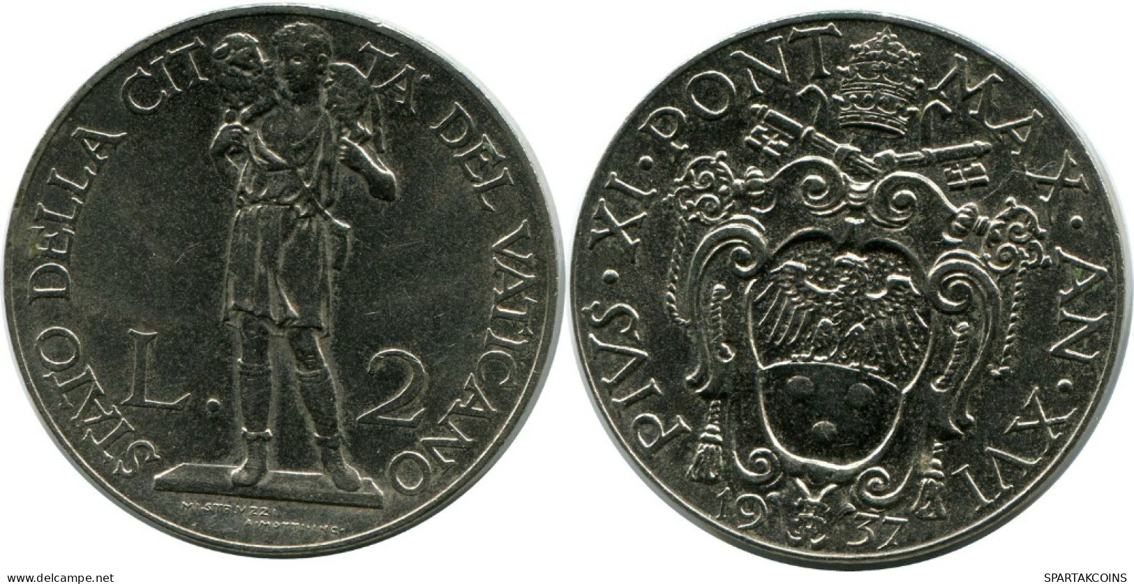 2 LIRE 1937 VATICAN Coin Pius XI (1922-1939) #AH300.16.U.A - Vaticano