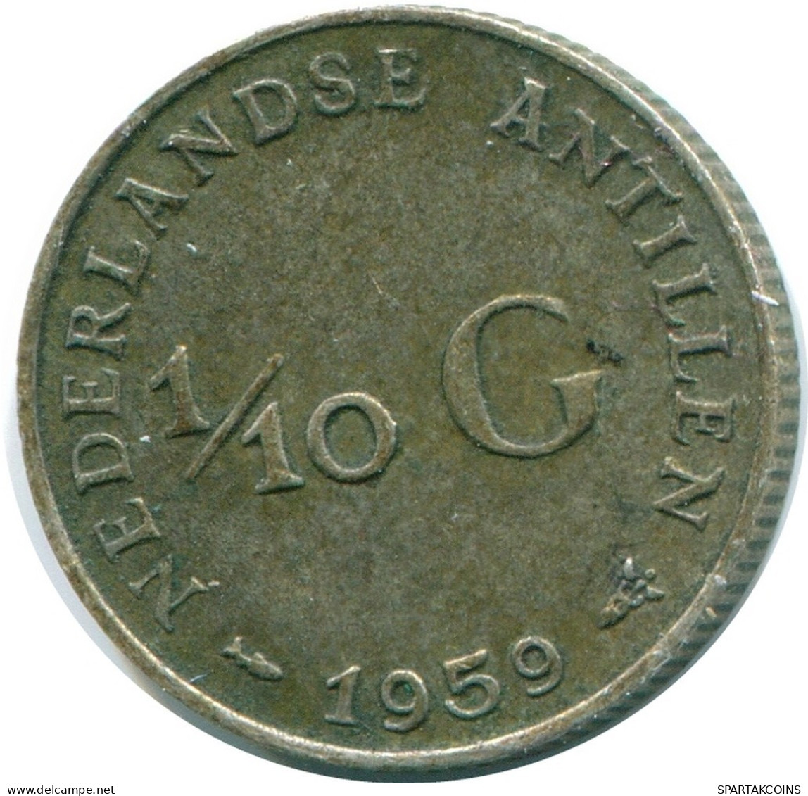 1/10 GULDEN 1959 NIEDERLÄNDISCHE ANTILLEN SILBER Koloniale Münze #NL12218.3.D.A - Niederländische Antillen