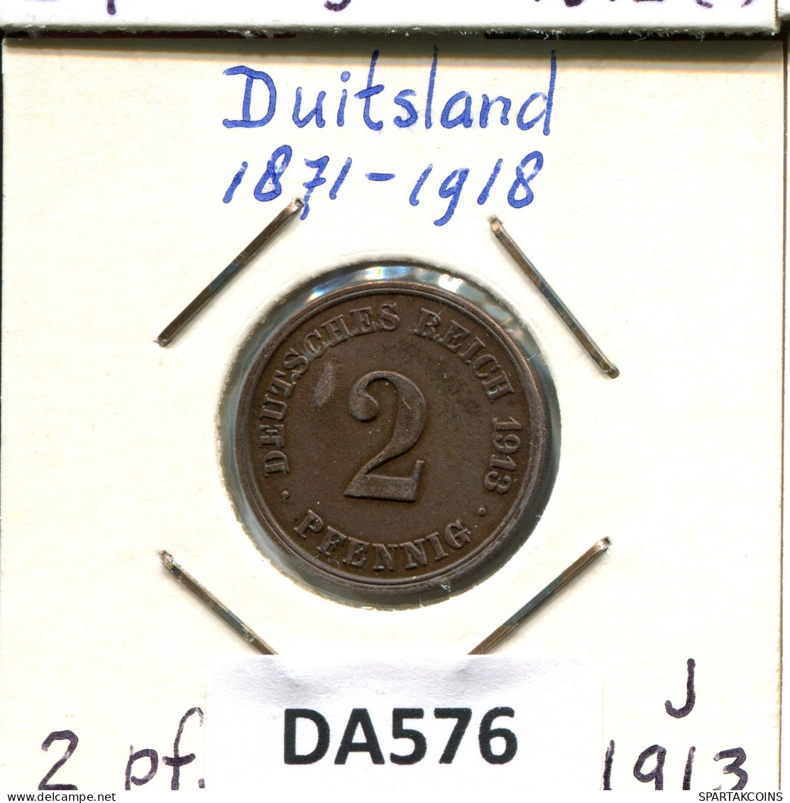 2 PFENNIG 1913 J GERMANY Coin #DA576.2.U.A - 2 Pfennig