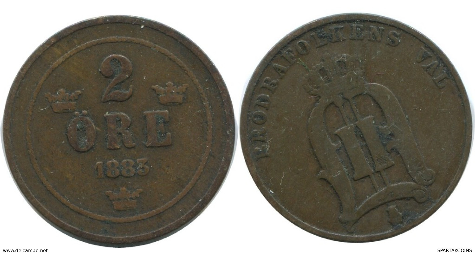 2 ORE 1883 SUECIA SWEDEN Moneda #AC977.2.E.A - Suecia