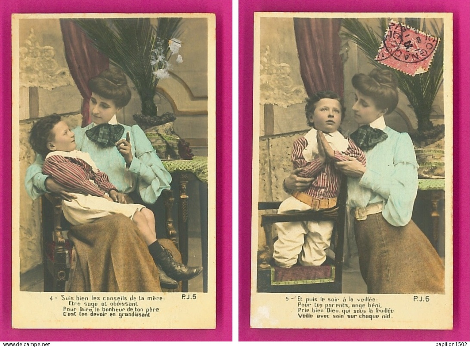 Serie-159P240 Calineries, Un Garçonnet Et Sa Maman, Série Complète De 5 Cpa Précurseur BE - Collections, Lots & Series