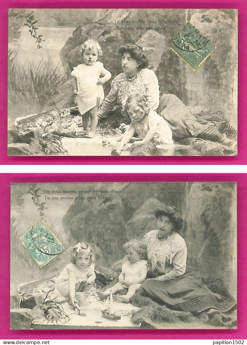 Serie-171P240 Série Complète De 6 Cpa, Une Maman Et Ses Enfants En Pique Nique, Cpa BE - Collections, Lots & Series