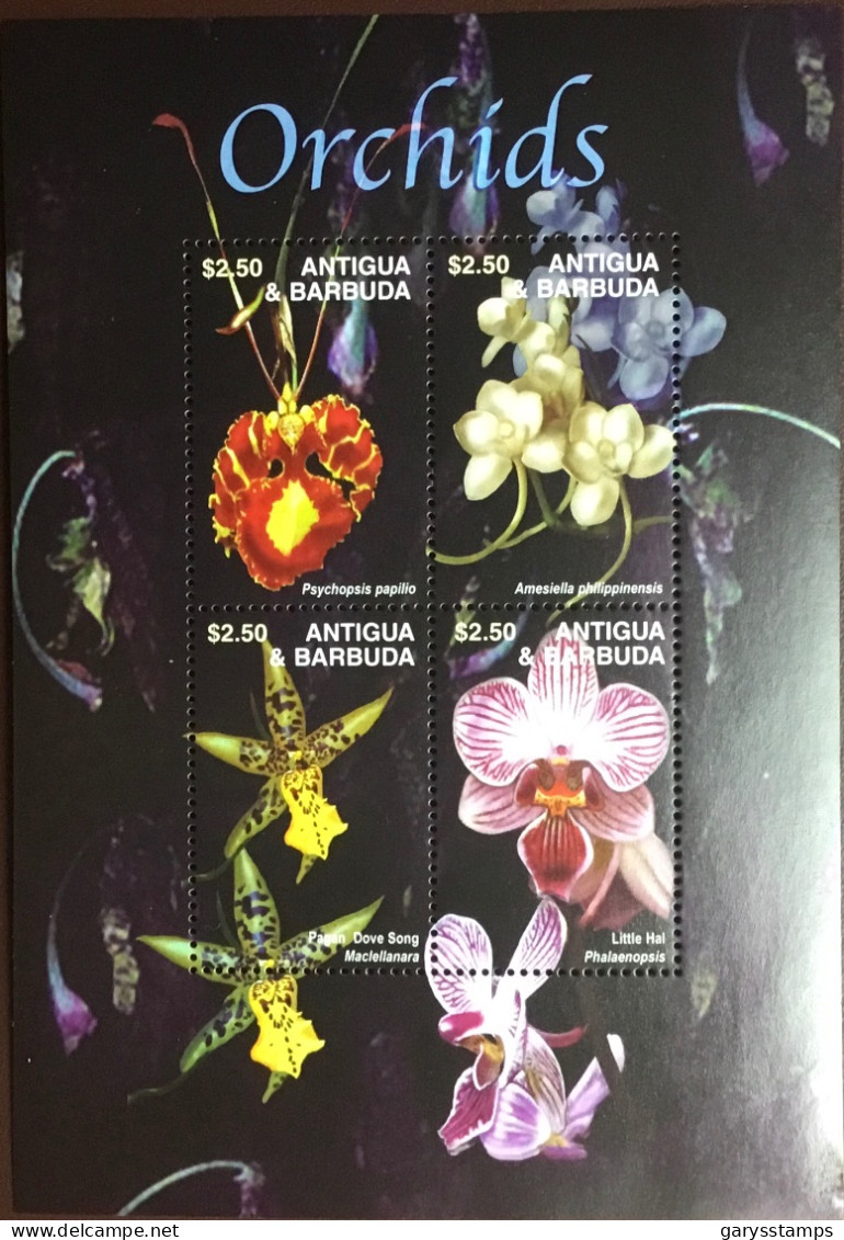 Antigua 2003 Orchids Flowers Sheetlet MNH - Orchidées